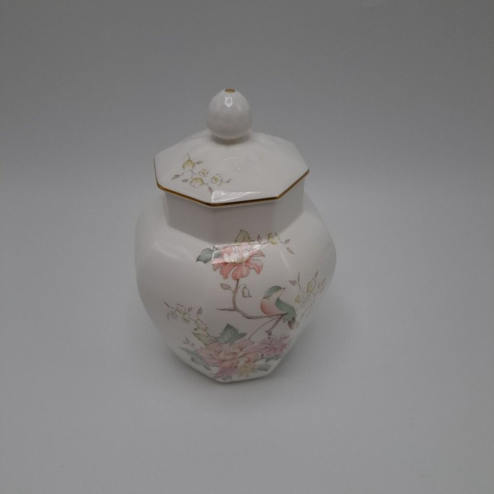 Royal Doulton Mystic Dawn Lidded Jar Floral Bird Vintage Home Decor Collectible